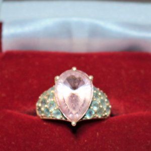 Rose Amethyst and Blue Topaz Silver Ring
